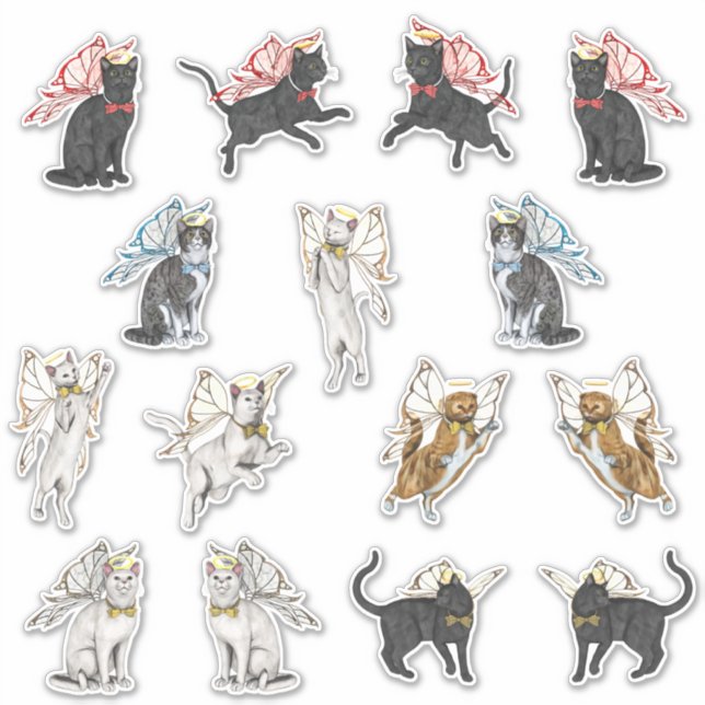 Sticker Angel Kitties avec ailes (Devant)