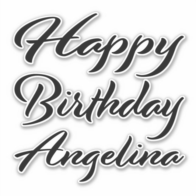 Sticker Angelina Prénom Anniversaire de la Broderie noire (Devant)