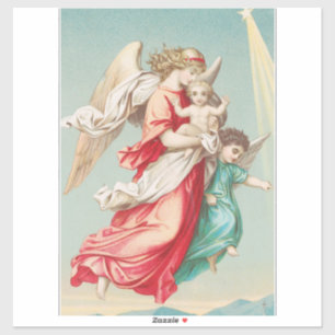 Sticker Anges Gardiens portant un enfant Art éthéré