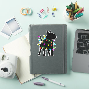 Sticker Anglais Bull Terrier Dog lumières de Noël