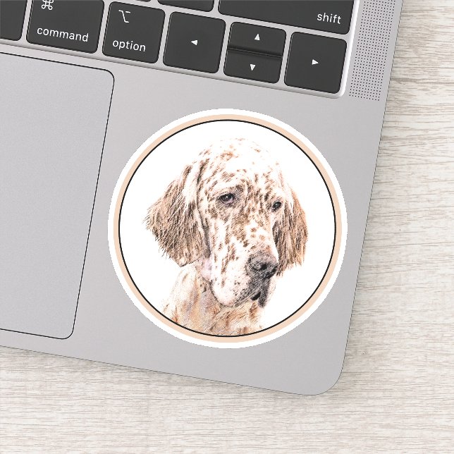 Sticker Anglais Setter Orange Belton Peinture Chien Art (Détail)