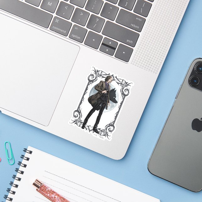 Sticker Animagus noir Anime Sirius (Ordinateur portable avec iPhone)