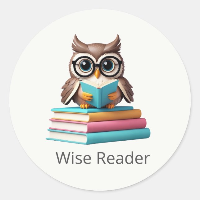 Sticker animal mignon du livre de lecture de hibou (Devant)