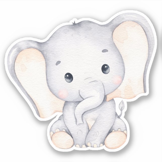 Sticker animal petit éléphant mignon (Devant)