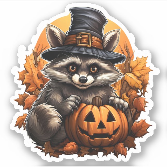 Sticker Animal sauvage avec dessin Citrouille Halloween Ra (Devant)