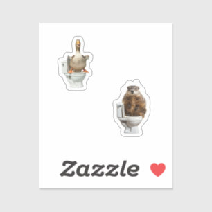 Sticker animals in toilets