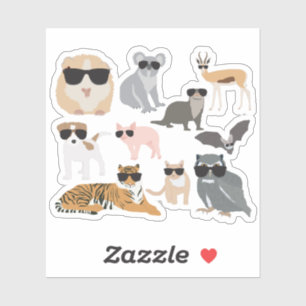 Sticker Animaux cool et amusants portant des lunettes de s