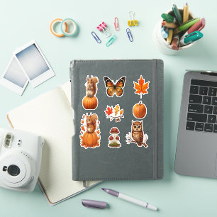 Sticker Animaux d'automne et belles feuilles