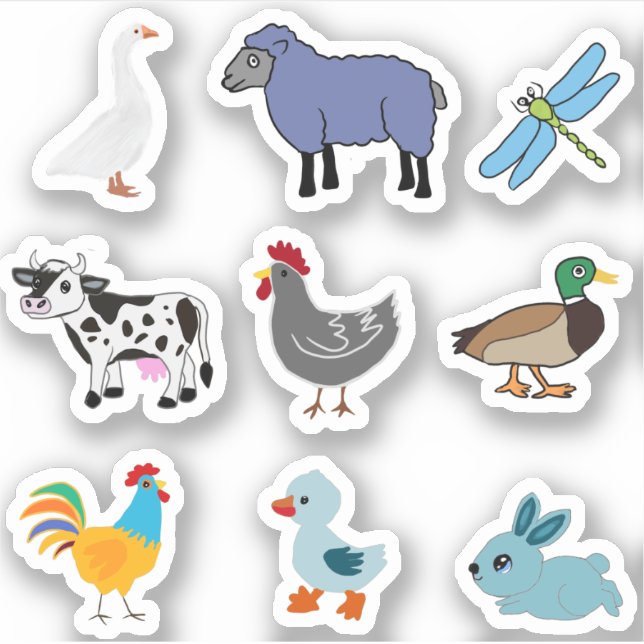 STICKER ANIMAUX DE FERME COUPÉS (Devant)