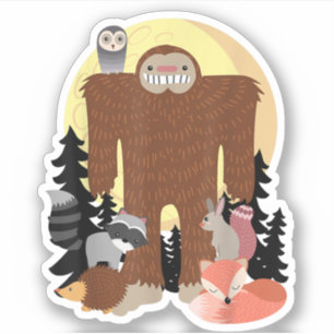 Sticker animaux Sasquatch avec créatures des bois