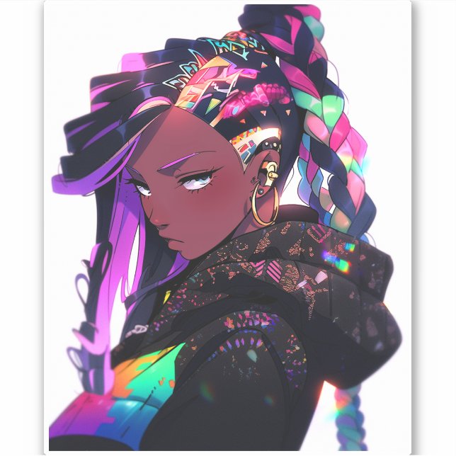 Sticker Anime Girl African American Art (Devant)