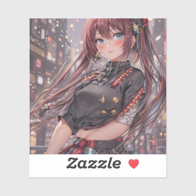 Sticker Anime Girl AI Générique (Feuille)