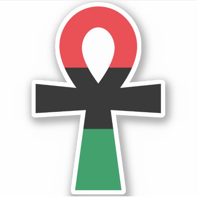 Sticker Ankh rouge, noir et vert (Devant)