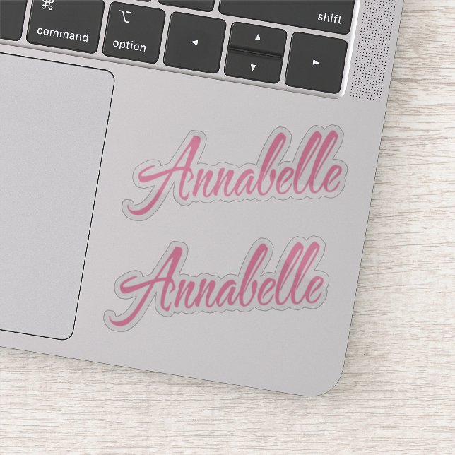 Sticker Annabelle nom rose cursive x2 (Détail)