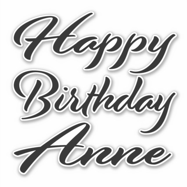Sticker Anne Nom Prénom Anniversaire de la Broderie noire (Devant)