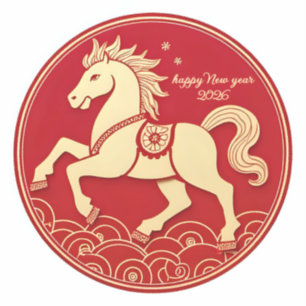 Sticker Année du Cheval 2026 Nouvel An Chinois