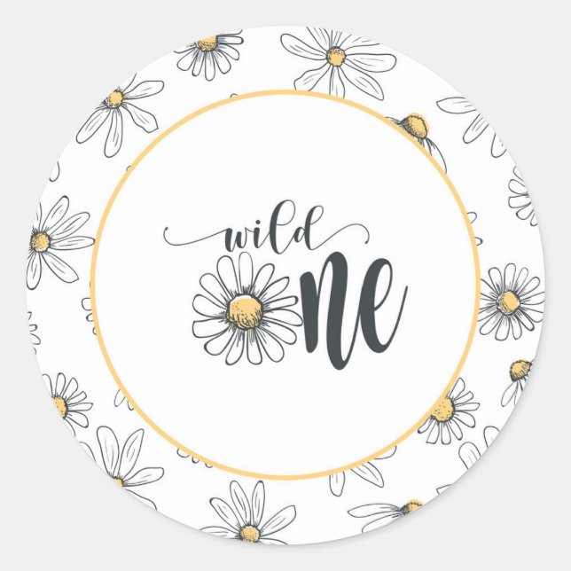 Sticker Anniversaire Daisy - Wild One - Blanc (Devant)