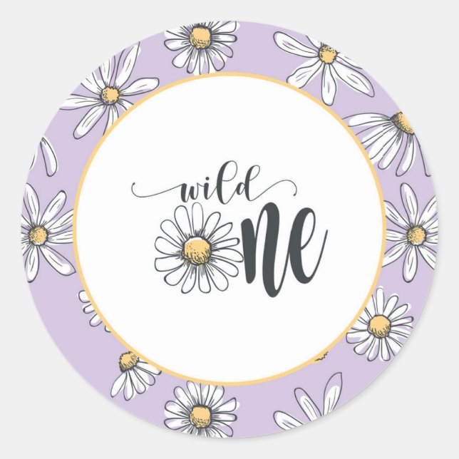 Sticker Anniversaire Daisy - Wild One - Purple (Devant)