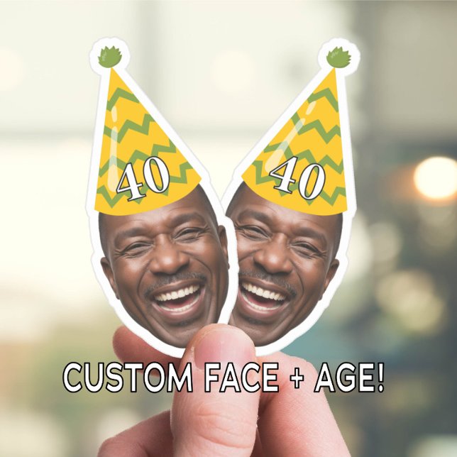 Sticker Anniversaire drôle Visage avec Casquette de fête e (Créateur téléchargé)