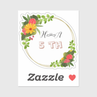 Sticker Anniversaire Floral de Printemps | Élégant Moderne