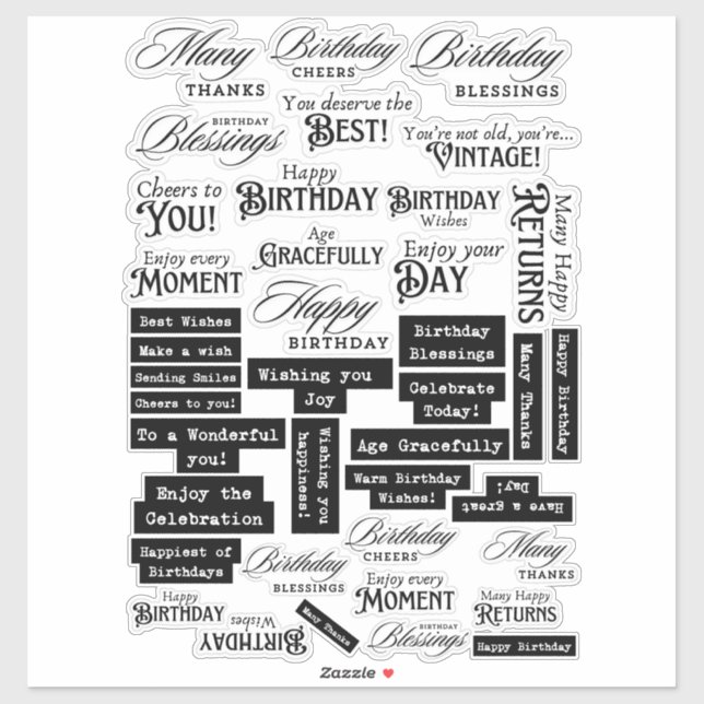 Sticker Anniversaire Sentiments Mots (Feuille)