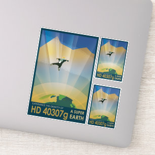 Sticker Annonce de voyage Sci-Fi, Planet HD 40307g