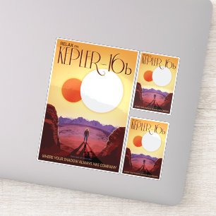Sticker Annonce de voyage Sci-Fi, Planet Kepler-16b