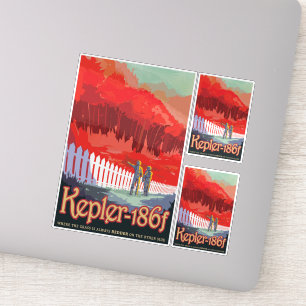 Sticker Annonce de voyage Sci-Fi, Planet Kepler-186f