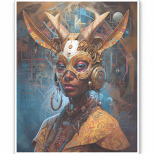 Sticker Antelope Headdress Science Fiction Cyberpunk