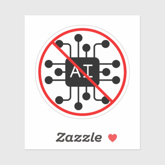 Sticker Anti AI Zero Aucune intelligence artificielle (Feuille)