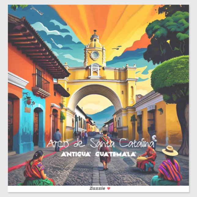 Sticker Antigua Guatemala Travel Vintage Retro (Feuille)