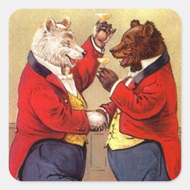 Sticker Antique Amusants Anthropomorphes Ours Toas (Devant)