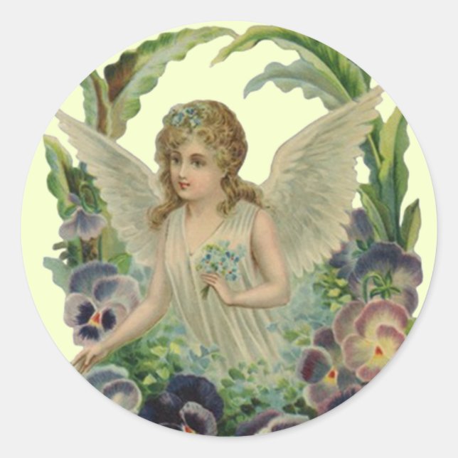 Sticker antique Angel avec/ Oubliez-moi-pas Bouque (Devant)
