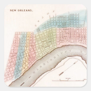 Sticker Antique New Orleans NOLA Karte Pastellfarb