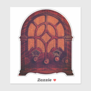 Sticker Antique radio bois élégant art déco cathédrale