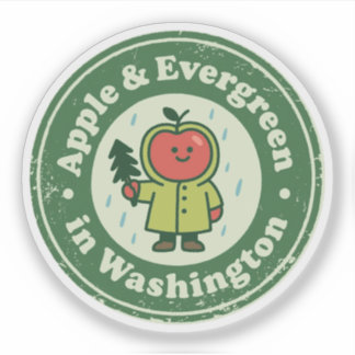 Sticker Apple & Evergreen_ Washington Inspiré de la Nature