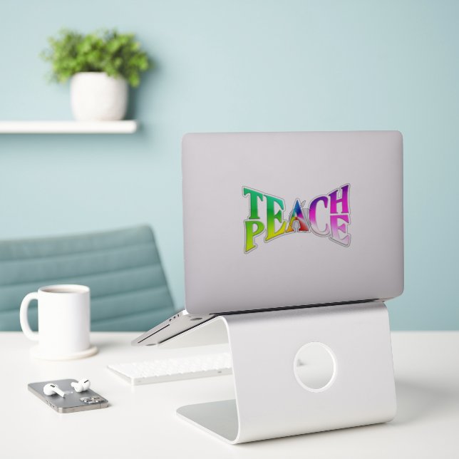 Sticker APPRENDRE PAIX Rainbow Graphic (Ordinateur portable sur le bureau)