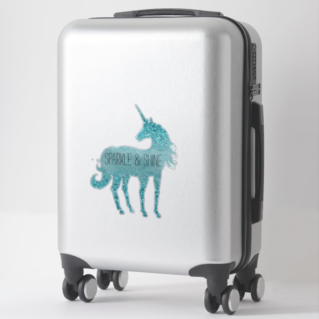 Sticker Aqua Glitzy Parties scintillant Sparkle Unicorn (Sur valise)