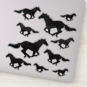 Sticker Aquarelle à cheval à galopante Silhouette
