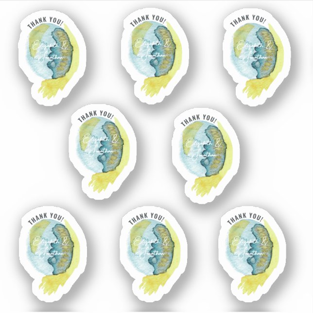 Sticker Aquarelle Abstraite Art Chic Merci Mariage (Devant)