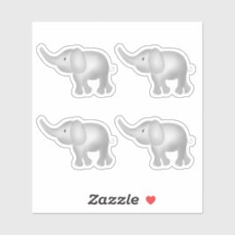 Sticker Aquarelle adorable Eléphants Ensemble de 4 Enfants
