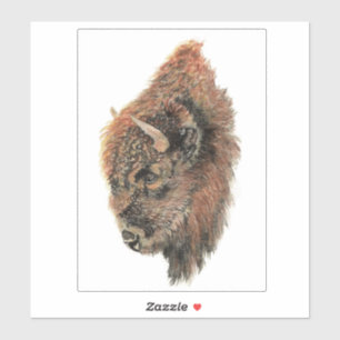 Sticker Aquarelle Bison Buffle Art animal sauvage