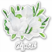 Aquarelle blanche frénésie. Nom floral élégant