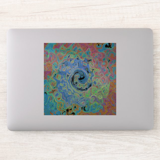 Sticker Aquarelle bleu Super Abstrait rétro liquide (Ordinateur)