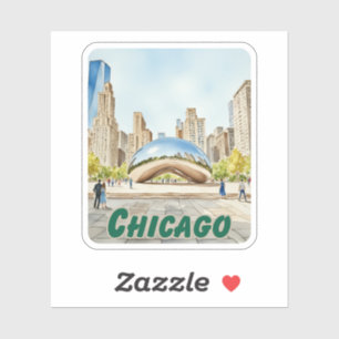 Sticker Aquarelle Chicago Bean