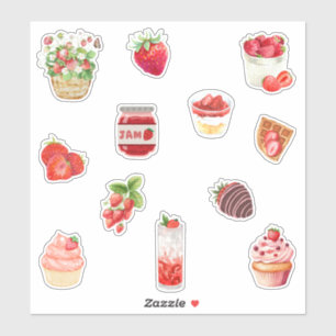 Sticker Aquarelle Collage de fraise
