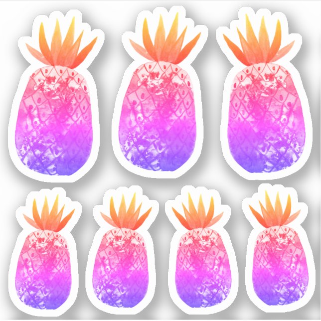 Sticker Aquarelle couleur ananas Art violet ensemble rose (Devant)