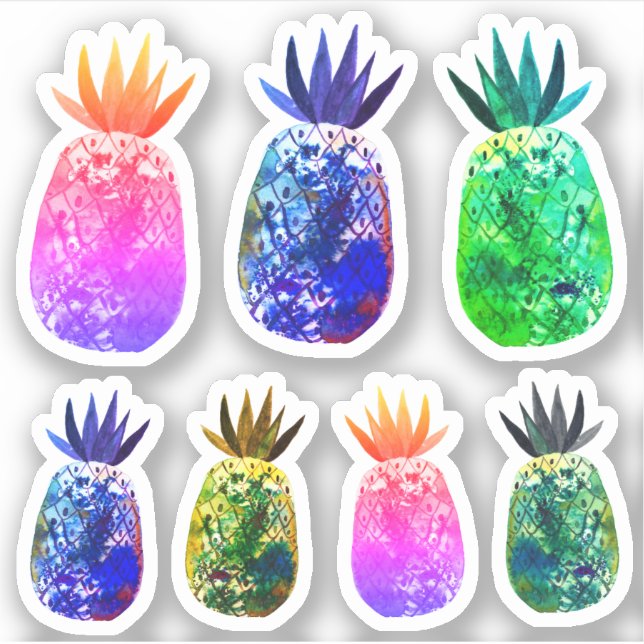 Sticker Aquarelle couleur ananas jeu de variétés Art (Devant)