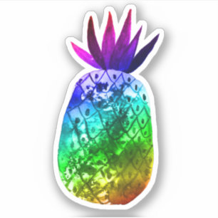 Sticker Aquarelle couleur arc-en-ciel ananas