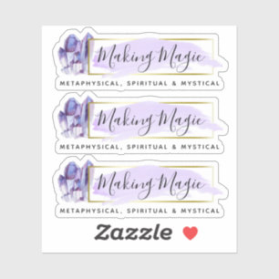 Sticker Aquarelle Crystals & Gold Géométrique Logo 3 pièce